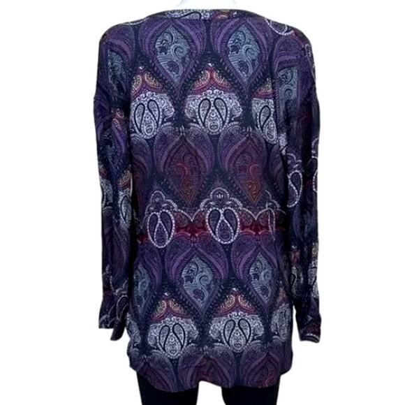 Sanctuary Purple Paisley V-Neck Long Sleeve Blouse Size Large Boho Chic - Picture 2 of 12